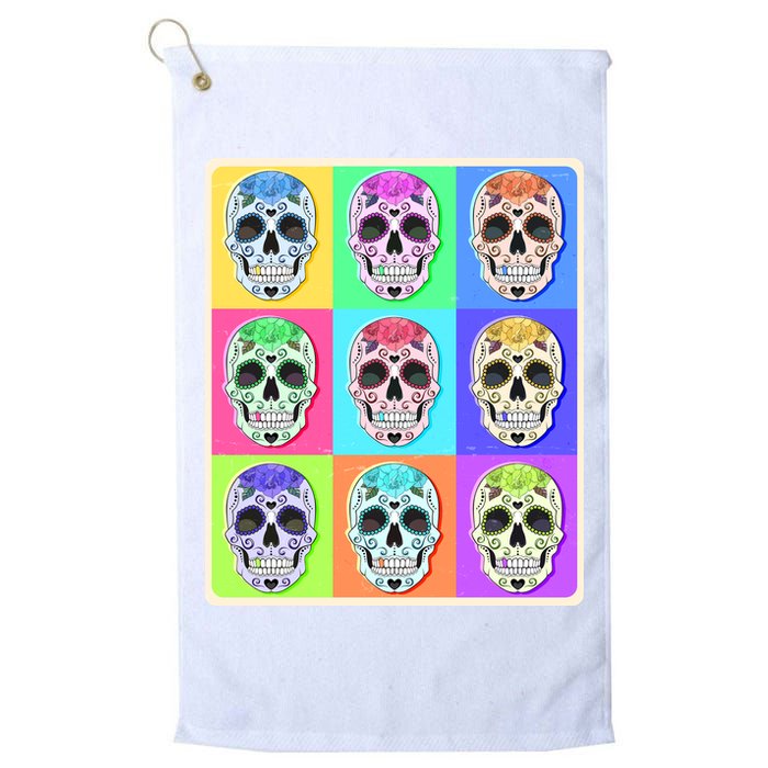 Cool Sugar Skull Pop Art Golf Towel