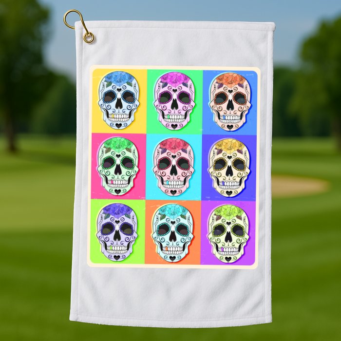 Cool Sugar Skull Pop Art Golf Towel