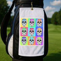 Cool Sugar Skull Pop Art Golf Towel