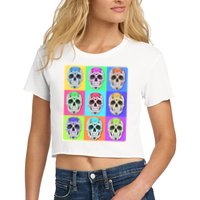 Cool Sugar Skull Pop Art Crop Top