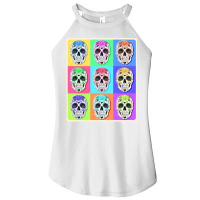 Cool Sugar Skull Pop Art Women's Perfect Tri Rocker Tank