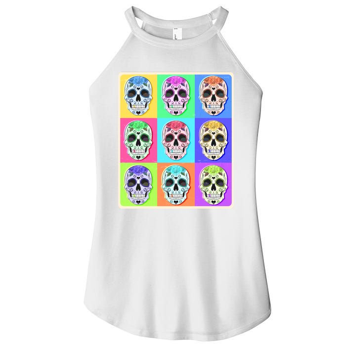 Cool Sugar Skull Pop Art Women's Perfect Tri Rocker Tank