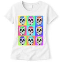 Cool Sugar Skull Pop Art Womens T-Shirt