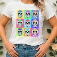 Cool Sugar Skull Pop Art Womens T-Shirt