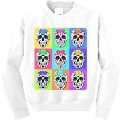 Cool Sugar Skull Pop Art Kids Sweatshirt