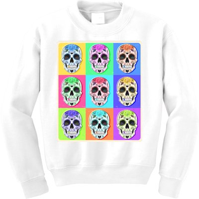 Cool Sugar Skull Pop Art Kids Sweatshirt