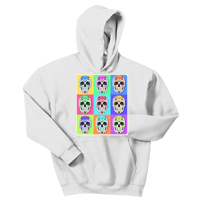 Cool Sugar Skull Pop Art Kids Hoodie