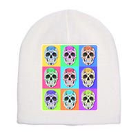 Cool Sugar Skull Pop Art Short Acrylic Beanie