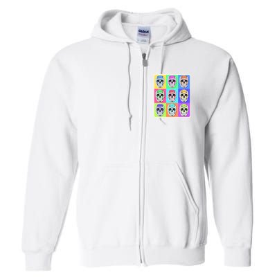 Cool Sugar Skull Pop Art Full Zip Hoodie