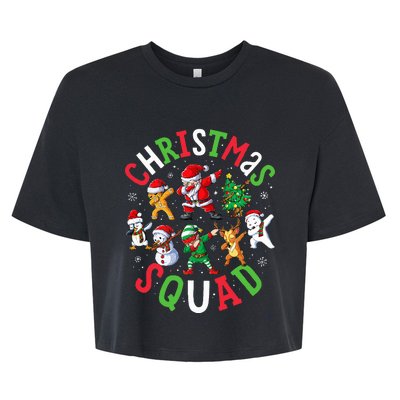 Christmas Squad Santa Dabbing Elf Family Matching Pajamas Bella+Canvas Jersey Crop Tee