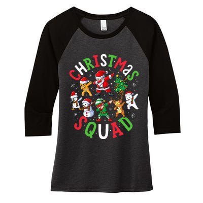 Christmas Squad Santa Dabbing Elf Family Matching Pajamas Women's Tri-Blend 3/4-Sleeve Raglan Shirt