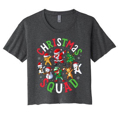 Christmas Squad Santa Dabbing Elf Family Matching Pajamas Women's Crop Top Tee