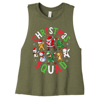 Christmas Squad Santa Dabbing Elf Family Matching Pajamas Women's Racerback Cropped Tank