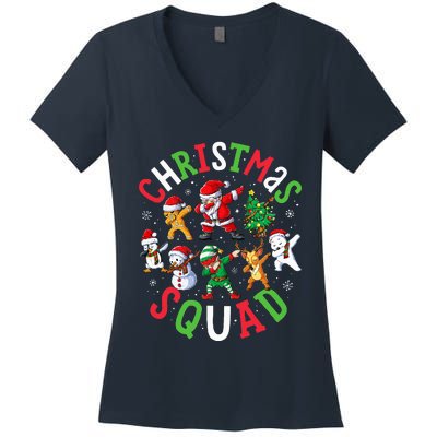 Christmas Squad Santa Dabbing Elf Family Matching Pajamas Women's V-Neck T-Shirt