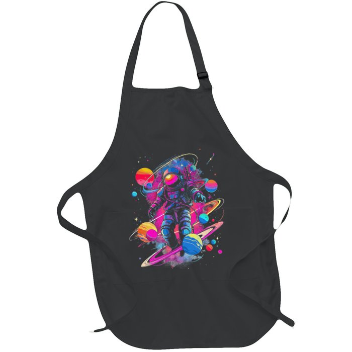 Cool Spaceman Scifi Astronaut Space Full-Length Apron With Pockets