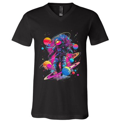 Cool Spaceman Scifi Astronaut Space V-Neck T-Shirt
