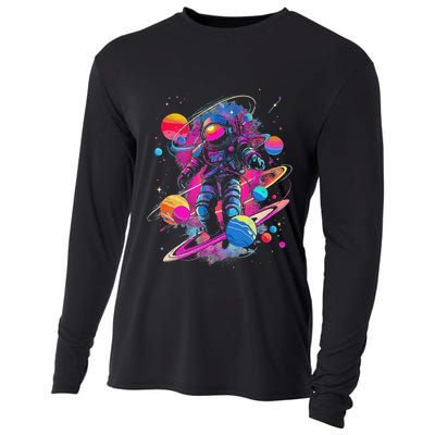 Cool Spaceman Scifi Astronaut Space Cooling Performance Long Sleeve Crew