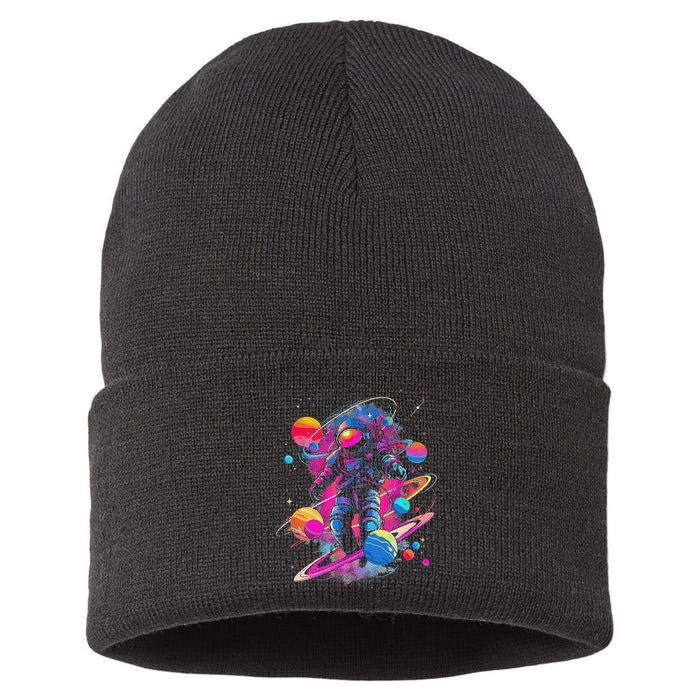 Cool Spaceman Scifi Astronaut Space Sustainable Knit Beanie