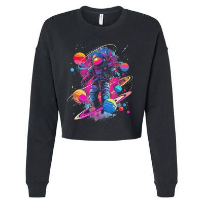 Cool Spaceman Scifi Astronaut Space Cropped Pullover Crew