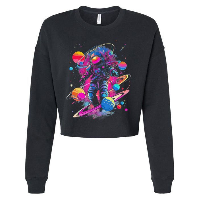 Cool Spaceman Scifi Astronaut Space Cropped Pullover Crew