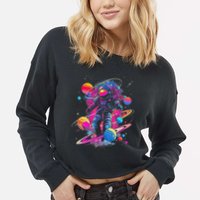Cool Spaceman Scifi Astronaut Space Cropped Pullover Crew