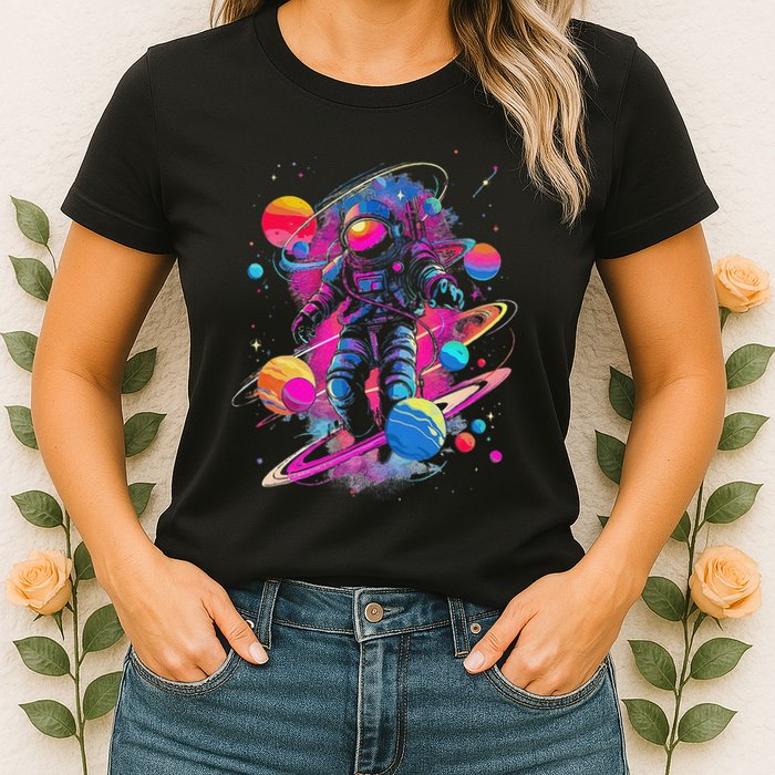 Cool Spaceman Scifi Astronaut Space Womens T-Shirt