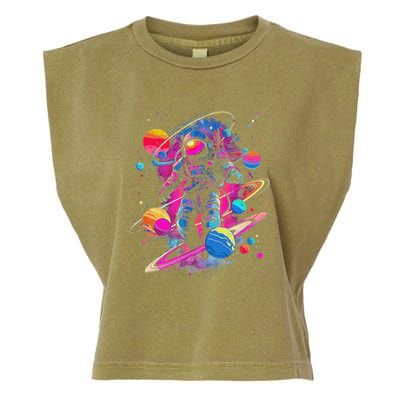 Cool Spaceman Scifi Astronaut Space Garment-Dyed Women's Muscle Tee