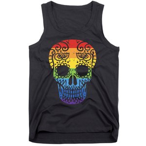 Colorful Sugar Skull LGBT Halloween Day Of The Dead LGBTQ+ Pride Tank Top