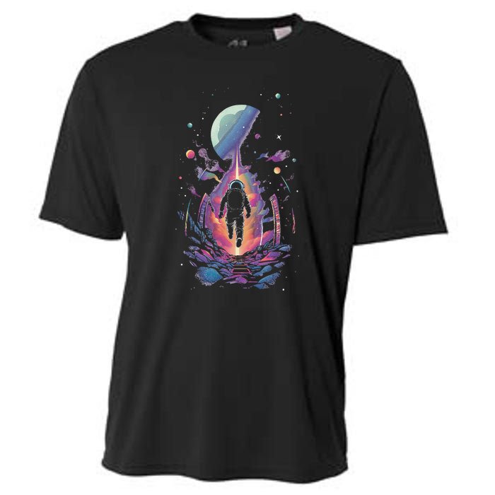 Cool Spaceman Scifi Astronaut Space Cooling Performance Crew T-Shirt