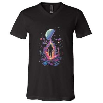 Cool Spaceman Scifi Astronaut Space V-Neck T-Shirt