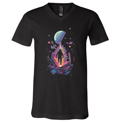 Cool Spaceman Scifi Astronaut Space V-Neck T-Shirt