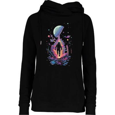 Cool Spaceman Scifi Astronaut Space Womens Funnel Neck Pullover Hood