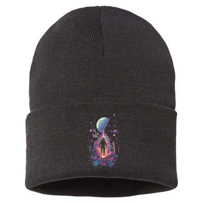 Cool Spaceman Scifi Astronaut Space Sustainable Knit Beanie