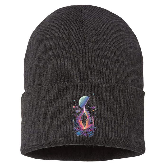 Cool Spaceman Scifi Astronaut Space Sustainable Knit Beanie