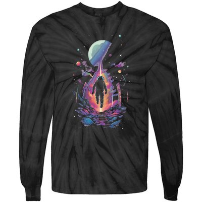 Cool Spaceman Scifi Astronaut Space Tie-Dye Long Sleeve Shirt