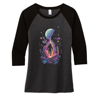 Cool Spaceman Scifi Astronaut Space Women's Tri-Blend 3/4-Sleeve Raglan Shirt