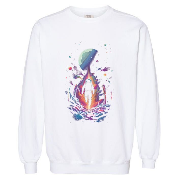 Cool Spaceman Scifi Astronaut Space Garment-Dyed Sweatshirt