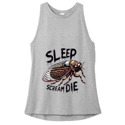 Cicada Sleep Scream Die Incect Bug Lover Entomologist Ladies PosiCharge Tri-Blend Wicking Tank