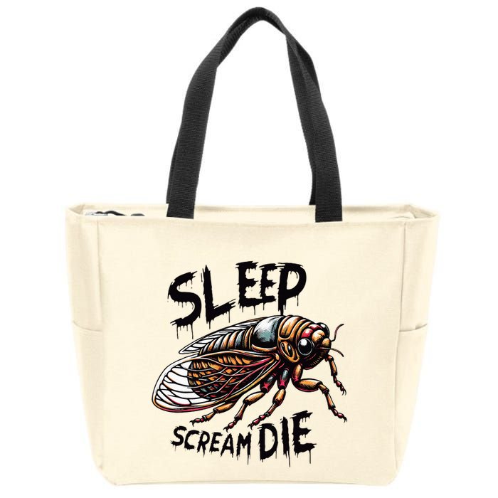 Cicada Sleep Scream Die Incect Bug Lover Entomologist Zip Tote Bag