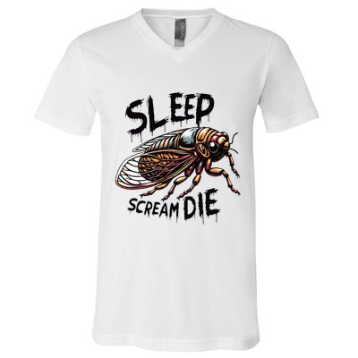 Cicada Sleep Scream Die Incect Bug Lover Entomologist V-Neck T-Shirt