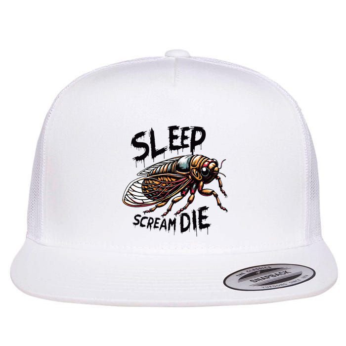 Cicada Sleep Scream Die Incect Bug Lover Entomologist Flat Bill Trucker Hat