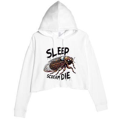 Cicada Sleep Scream Die Incect Bug Lover Entomologist Crop Fleece Hoodie