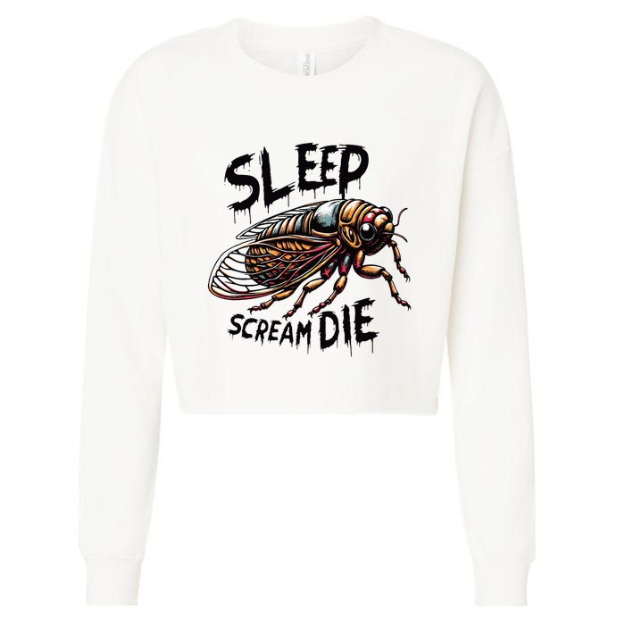 Cicada Sleep Scream Die Incect Bug Lover Entomologist Cropped Pullover Crew