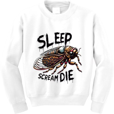 Cicada Sleep Scream Die Incect Bug Lover Entomologist Kids Sweatshirt