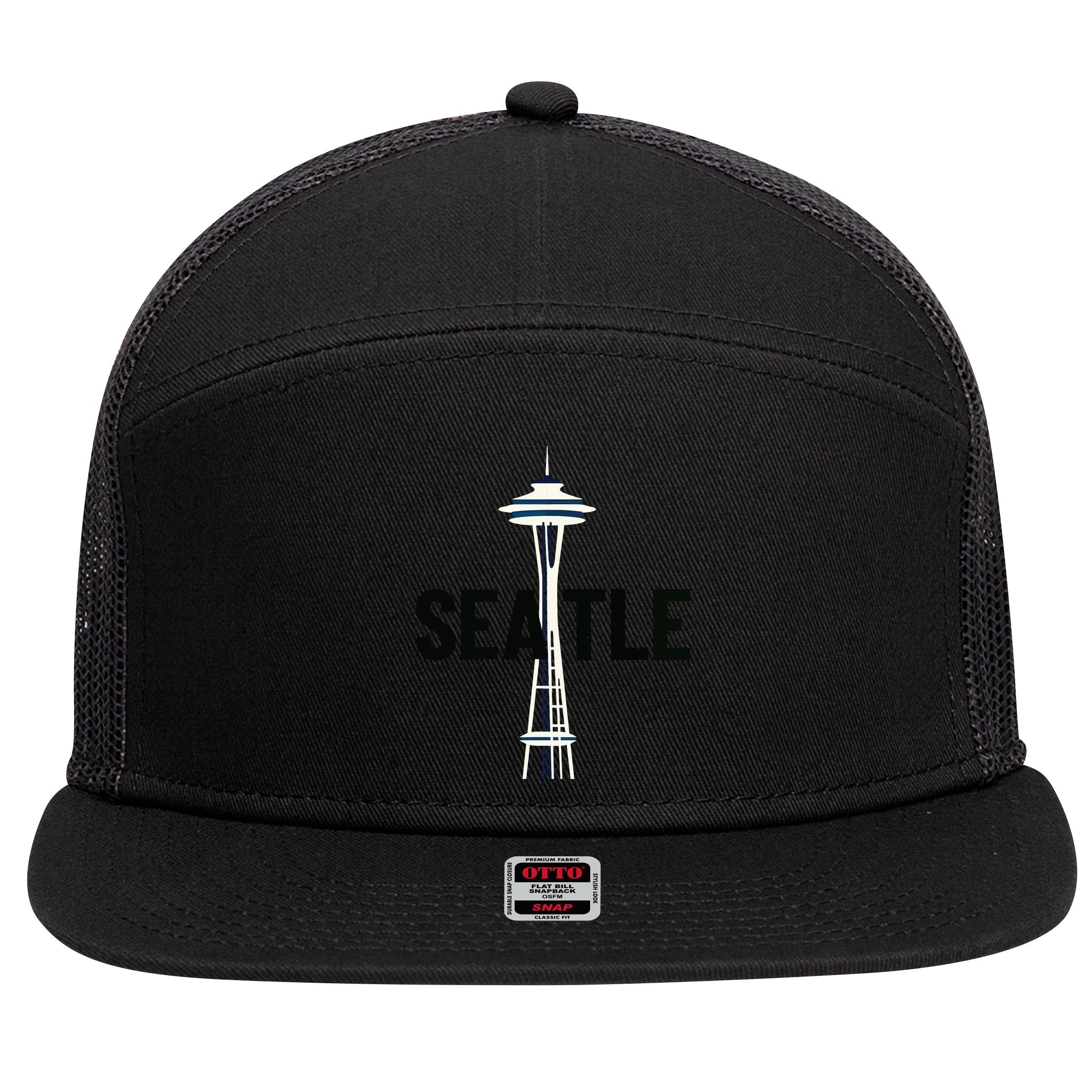 Cool Seattle Space Needle Traveler Souvenir Washington 7 Panel Mesh Trucker Snapback Hat