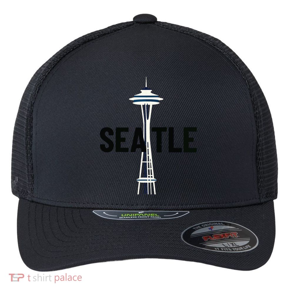 Cool Seattle Space Needle Traveler Souvenir Washington Flexfit Unipanel Trucker Cap
