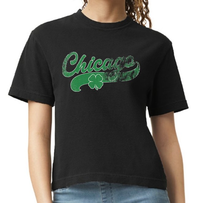Chicago Shamrock St. Patrick's Day Saint Paddy's Irish Comfort Colors Boxy T-Shirt