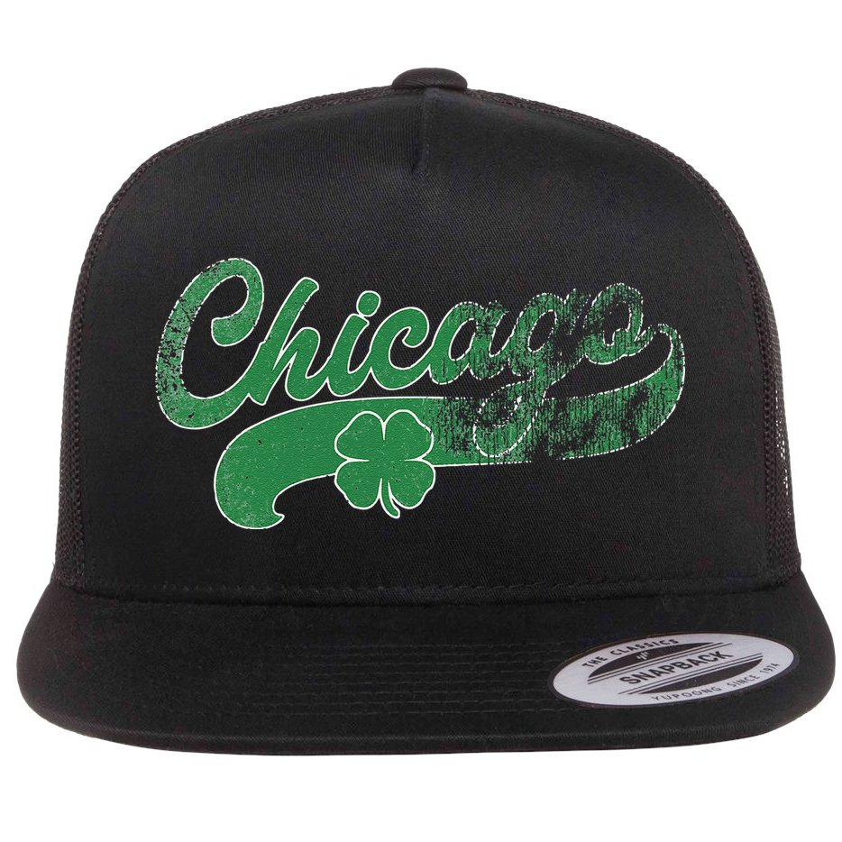Chicago Shamrock St. Patrick's Day Saint Paddy's Irish Flat Bill Trucker Hat