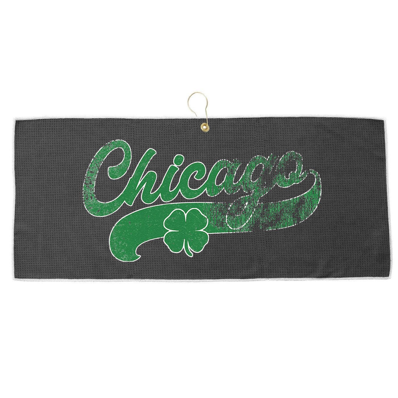Chicago Shamrock St. Patrick's Day Saint Paddy's Irish Large Microfiber Waffle Golf Towel