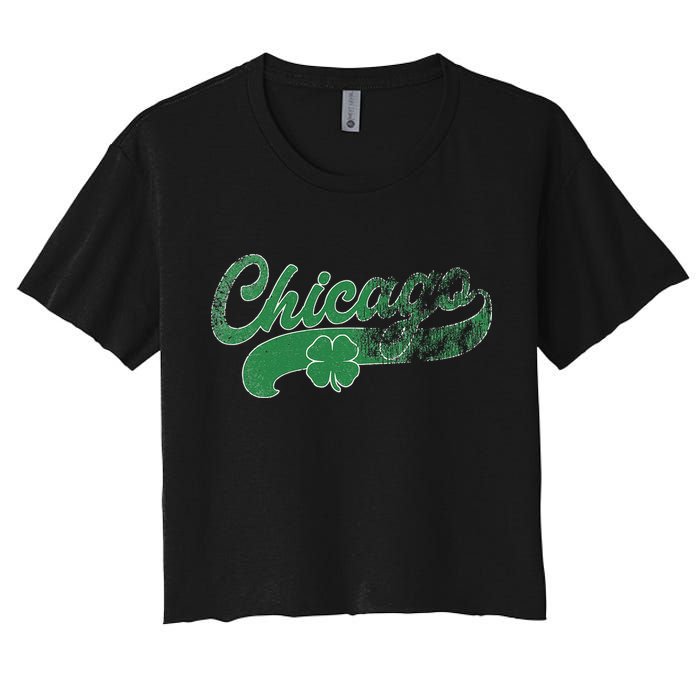 Chicago Shamrock St. Patrick's Day Saint Paddy's Irish Women's Crop Top Tee